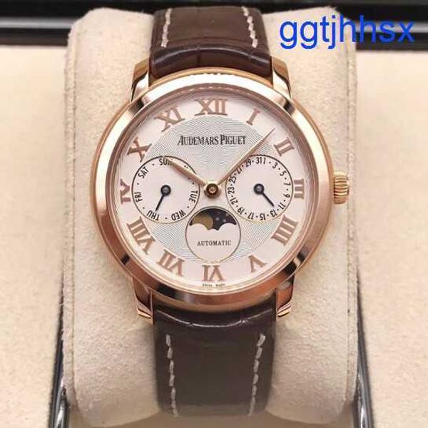 Montre de bracelet AP populaire Watch Millennium Automatic Machinery 18K Rose Gold Moon Phase Watch