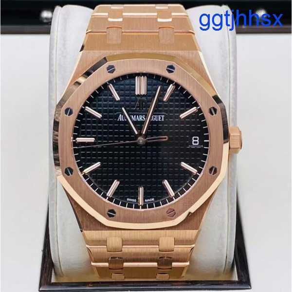 Popular AP Wrist Watch Royal Oak Series 15500or Rose Gold Black Dial Mens Fashion Leisure Business Machinery Machinery