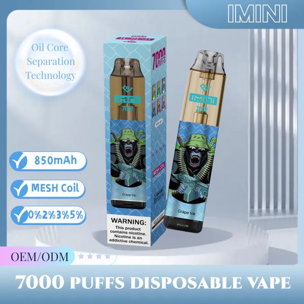 Populaire authentique 7000 bouffées de cigarette électronique jetable barre RVB 7K 15 ml 850 mAh dispositif de vapes rechargeable vapeur de contrôle du flux d'air 0 % 2 % 3 % 5 % vente en gros d'usine