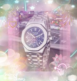 Populaire automatische quartz uurwerk designer horloges 42 mm roestvrijstalen rubberen band blauw wit zwarte wijzerplaat lopende seconden heren zakelijk horloge casual armband