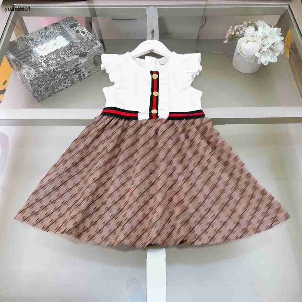 Vestido camisola popular para bebé, diseño de empalme, falda para niña, talla 110-160, ropa de diseñador para niños, puños de encaje arrugados, vestido para niño, 20 de enero