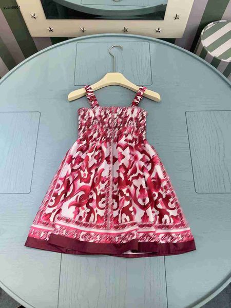 Baby Jirt Sling Sling Design Princess Robe Taille 100-150 cm Kids Designer Vêtements Summer Red Mot Mattedhed Girls Partydress 24Pril