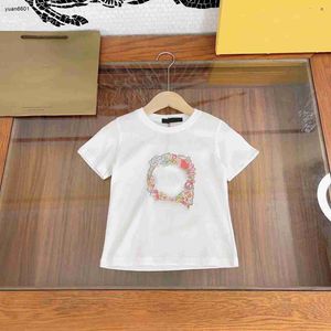 Populaire baby t-shirt kinderen designer kleding kind t-shirt maat 100-160 cm bloem omringend gezicht design meisjes jongens korte mouw T-stukken 24mar