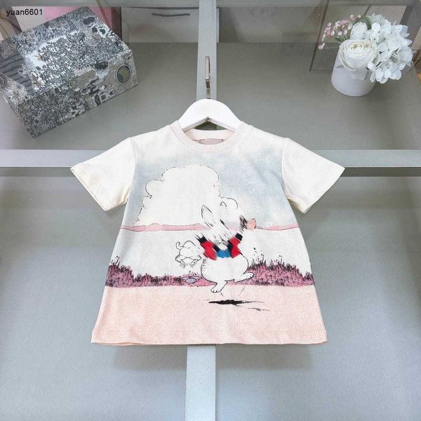 T-shirts de bébé populaires Modèle de lapin blanc filles garçons manches courtes taille 90-160 cm Designer Kids Vêtements Coton d'été