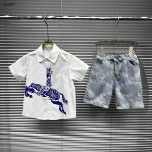 Survêtement d'été populaire pour bébé, costume à manches courtes pour enfants, taille 100 à 160, POLO imprimé chevalier pour garçons et shorts de styliste, Jan10