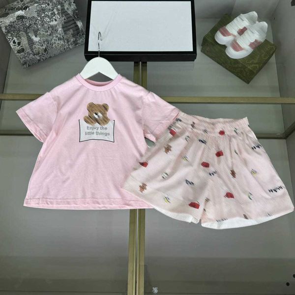 Sumadores de pistas de bebé populares Summer Camiseta Pink Set de chicas