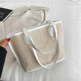 Sac populaire d'été pour femmes, nouvelle mode, petite foule, paille tissée, portable sous les bras, sac seau