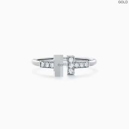 Populaire Bandringen Tiffanyitys Home S925 s Erling Silver Classic Double Gold Pla Ed Diamond Se Simple Yle Ar Ring Versa Ile Emxk