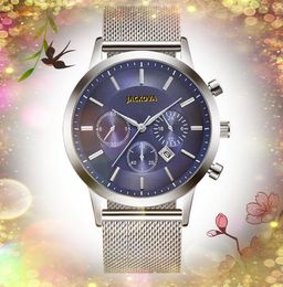 Populaire grote wijzerplaat automatische datum herenhorloges Hardlex glas retro-stijl quartz uurwerk klok roestvrijstalen gaasgesp polshorloge geschenken
