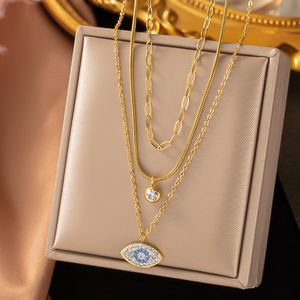 Populaire Boheemse stijl boze oog ketting goud vergulde roestvrijstalen sieraden voor cadeau