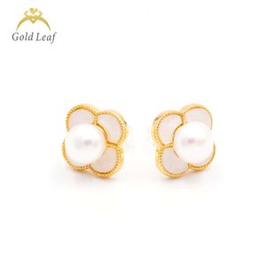 Populaire merken Moissanite Diamond Klavertje Vier Designer Fashion Gold Pearl Stud Earring Dames