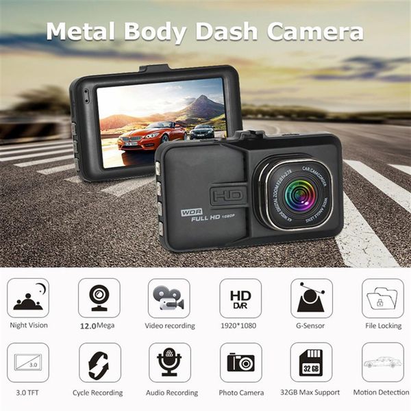 Popular coche DVR digital video dashcam auto registrador cam 3 pulgadas Novatek 1080P full HD 140 ° WDR G-sensor detección de movimiento parki269c