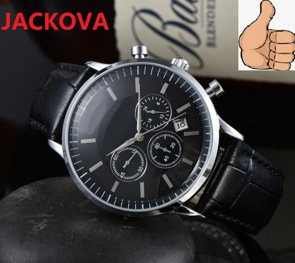 Populaire Casual Mode Luxe Homme Montre 43mm Entièrement Fonctionnelle En Cuir Véritable Bande Quartz Horloge Haute qualité hip hop prix de gros Top style calendrier montre-bracelet