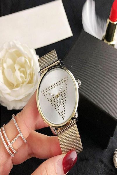Populaire Casual Top Brand Women Girl Crystal Triangle Style Steel Metal Band Quartz Wrist Watch GS385905873