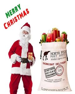 Populaire kerstcadeaubas met trekkoord Santa Sacks Candy Cookie Storage Grote tas Xmas Tree Ornament Festival Decoratie SXJUL7517931