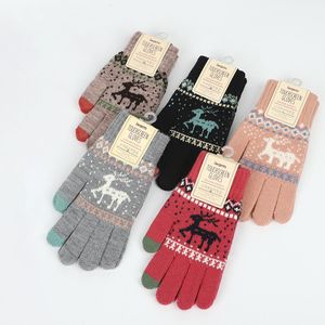 Cadeau de Noël populaire Gants tricotés Couleur pure Garder au chaud Gants de doigt pour hommes femmes Automne Hiver Mode Mitaine Cachemire pour les femmes