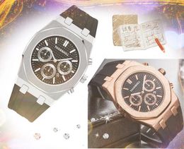 Populaire propre usine hommes montre chronomètre calendrier affichage ceinture en caoutchouc affaires quartz chronographe batterie puissance classique amour cadeau montre-bracelet