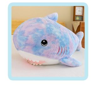 Popular muñeco de tiburón colorido de felpa serie oceánica juguetes lindo tiburón almohada para dormir regalo de relleno suave envío gratis DHL/UPS