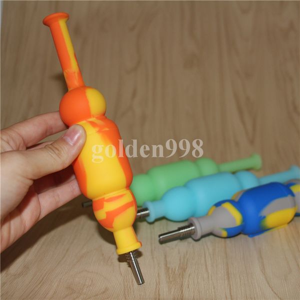 Concentrado popular Tubos para fumar Aceite de hierbas Cera Romper Dabbing Straw Rigs Último nuevo néctar de silicona con clavo de titanio