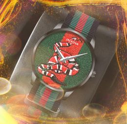 Couple populaire femmes hommes montre abeille tigre chat serpent cadran horloge en nylon en acier inoxydable maille bracelet en cuir ultra mince dame montres à quartz cadeaux de Noël de la Saint-Valentin