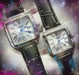 Couple populaire femmes hommes montres 28mm 32mm japon mouvement à quartz automatique carré cadran romain ceinture en cuir montre-bracelet d'affaires horloge Relogio Masculino