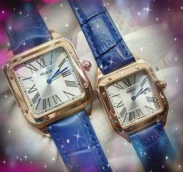 Couple populaire femmes hommes montres 28mm 32mm japon mouvement à quartz automatique mâle horloge carré cadran romain ceinture en cuir sport affaires montre-bracelet horloge