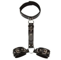 Populaire Crazy Sex Fun Volwassen Bondage Speelgoed Lederen Halsband Leash BodyBack handboeien Voor Koppels Seksspeeltjes SM T1911097161588