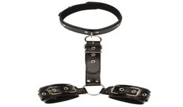 Populaire Fou Sexe Amusant Adulte Bondage Jouets En Cuir Collier De Cou Laisse BodyBack menottes Pour Les Couples Sex Toys SM T1911095866198