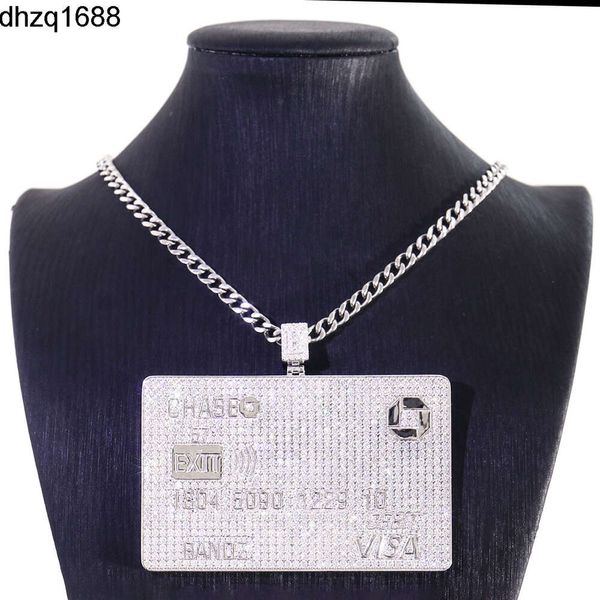 Pendentif Hip Hop de carte de crédit populaire, testeur de passe Vvs Moissanite Diamond Ice Out, pendentif en argent massif 925 10k 14k 18k