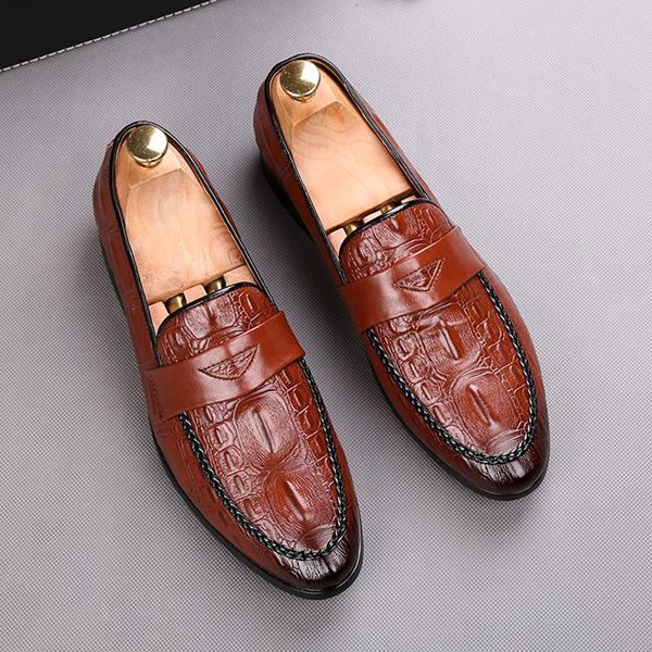 Crocodile populaire Nouvelle hommes Point Modèle Slip on Flat Formal Oxfords PRTY MARDAY DOIR DRESS CHAZ SAPATO SOCIAL MA