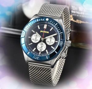 Populaire jour date grand cadran chronomètre montres hommes quartz batterie chronographe horloge fermoir pliant élégant étanche en acier inoxydable bracelet argenté montre d'affichage de la date