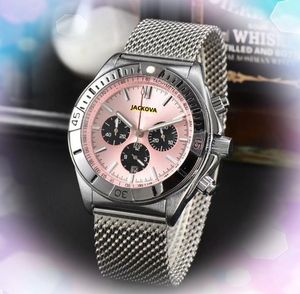 Populaire Jour Date Grand Cadran Chronomètre Montres Hommes Quartz Batterie Chronographe Horloge Chaîne Bracelet étanche En Acier Inoxydable Argent Bracelet Date Affichage Montre Cadeaux