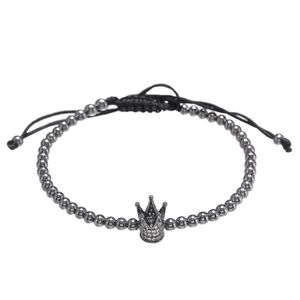 Populaire ontwerp CZ Crown Charm Armband 4mm Koper Kralen Strands Armbanden voor Mannen Dames Minnaars Gift