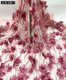 Design populaire lacets Fragrics Bouded 3D Fleurs Fabric