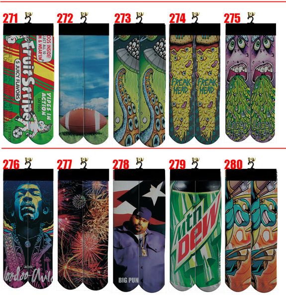 Chaussettes 3d de styliste populaire pour hommes, femmes et enfants, en coton imprimé hip hop, design personnalisé, 100 pièces = 50 paires