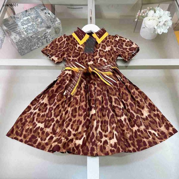 Vêtements de créateurs populaires pour enfants, robes de filles, jupe design à la taille, robe de princesse, taille 90-150 CM, robe de bébé sexy à imprimé léopard 24 mars