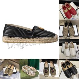 Populaire Designer Femmes Plate-forme Espadrille Mocassins Chaussures En Cuir D'agneau Slip-on Toile Lady Casual Marche Confort Parfait Oxfords