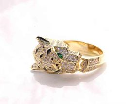 Populaire diamant incrusté Leopard Head Ring Saffrey Garnet Cheetah Dominee Tempérament Gift for Men and Women6081981