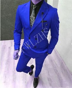 Populaire Double-Basted Groomsmen Peak Lapel Groom Tuxedos Men Suit Wedding / Prom Best Man Blazer (Veste + Pantst + Tie) Y72