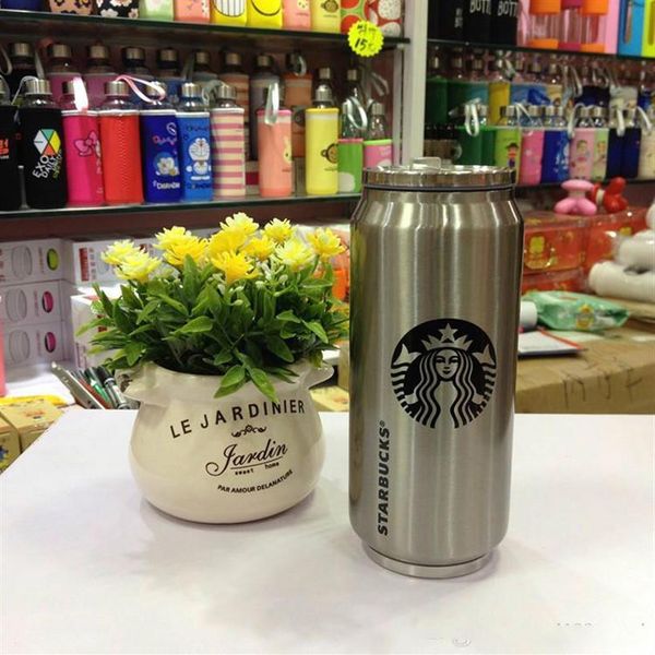 Popular botella termo Starbuck de acero inoxidable con aislamiento de doble pared de 14 5 oz con taza de café con pajita abatible Travel222n