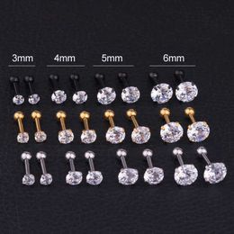 Populaire oorbeen nagels rond zirkoon oorbellen roestvrijstalen schroeven oorbellen piercing 14K vergulde kubieke zirkoon brinco voor jongens