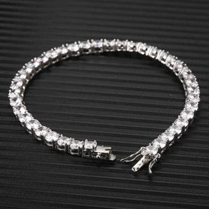 Bracelet en Zircon pour hommes, chaîne de Tennis populaire européenne et américaine, marque de mode Hip Hop en cuivre plaqué or 18 carats