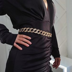 Designer de luxe de mode populaire vintage scintillant en ramine complet de la chaîne de métal diamant ceinture géométrique pour femme féminine 323c