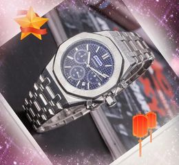 Montroies de mode populaires montres fonctionnelles complètes Stopwatch Auto Date Business Casual Clock Japan Quartz Movement Diamonds Ring Set Apière Racing Bracelet Watch Gifts
