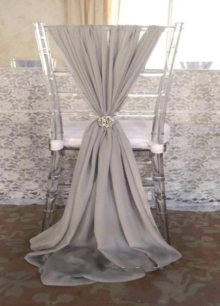 Ceintures de chaise de mariage à la mode populaire, choisissez la couleur en mousseline de soie, longueur de 15m, échantillon de serviette, housses de chaise de banquet de fête en usine, mariage9049973