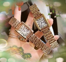 Mode populaire femmes montres à quartz en acier inoxydable carré romain réservoir série top marque relogio feminino élégant réservoir-must-design dame horloge Montre homme cadeaux