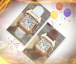 Populaire mode dames vierkante vorm horloge cystal dames Roman Three Stiches Design Rose Gold Silver Mirror Quartz Noble Elegant Watches Montre de Luxe Gifts