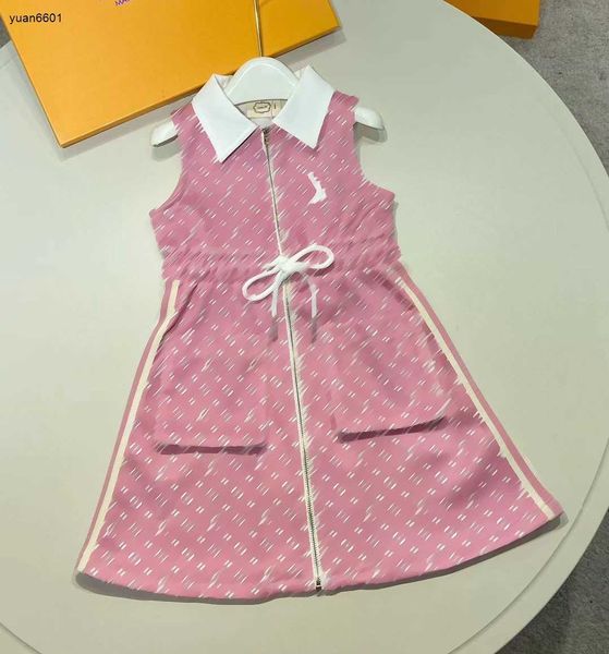 Robe de fille populaire jupe enfant sans manches taille 110-160 designer robes de bébé à revers blanc à lacets conception de taille enfants redingote Jan20