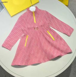 Populaire meisjesjurk Taille ontwerp kinderjurken Maat 110-160 Baby designer rok met lange mouwen Halve rits peuterjurk Dec10