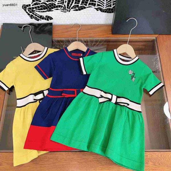 Robes de fille populaires Broidered Logo Jersey Robe Summer Baby Jirt Taille 100-160 cm Kids Designer Vêtements Enfant à manches courtes Robe 24Feb20